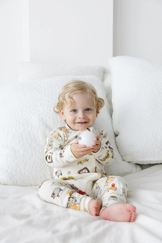 Away in A Manger Pj Footless Onesie Cotton