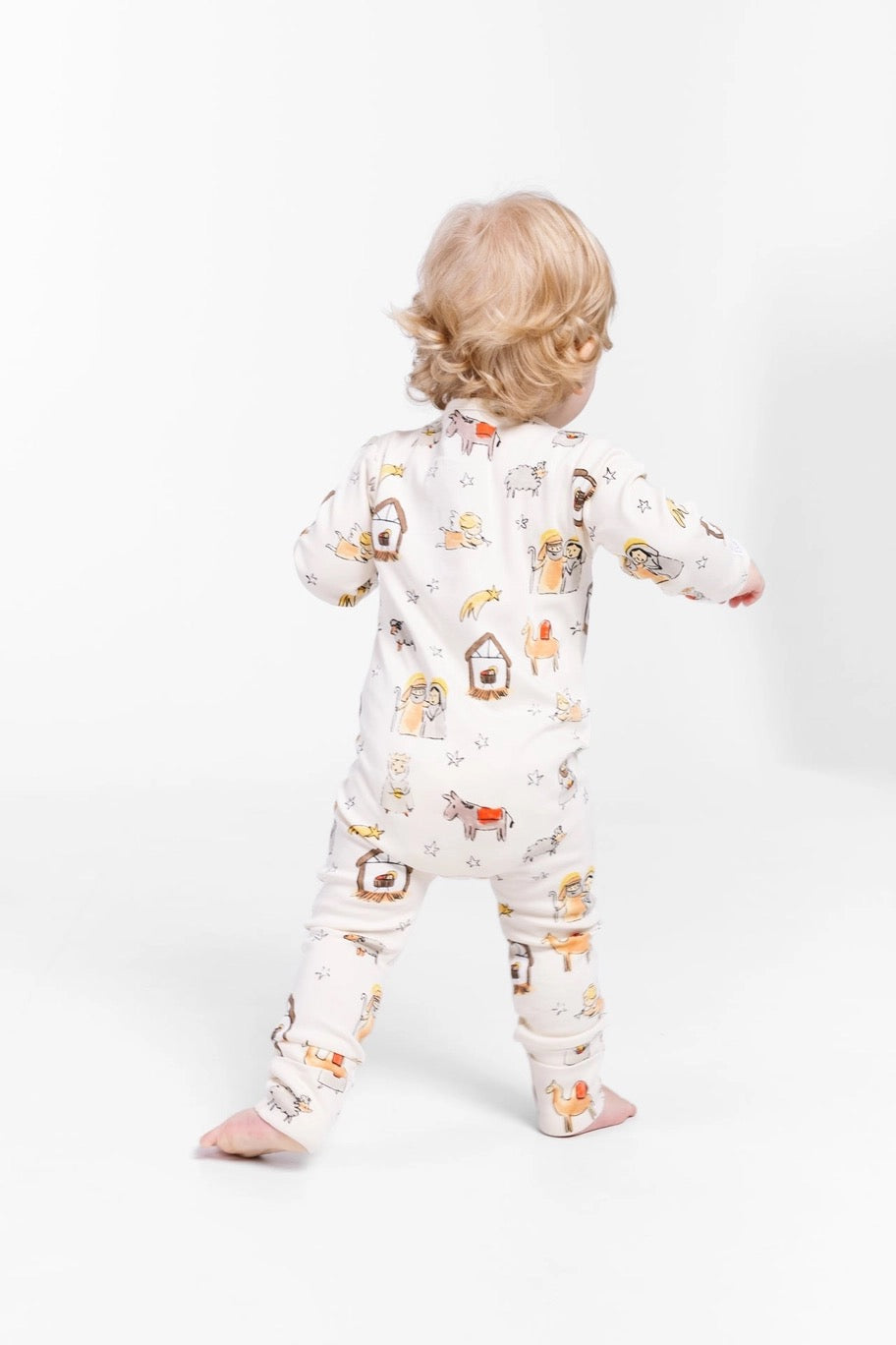 Away in A Manger Pj Footless Onesie Cotton